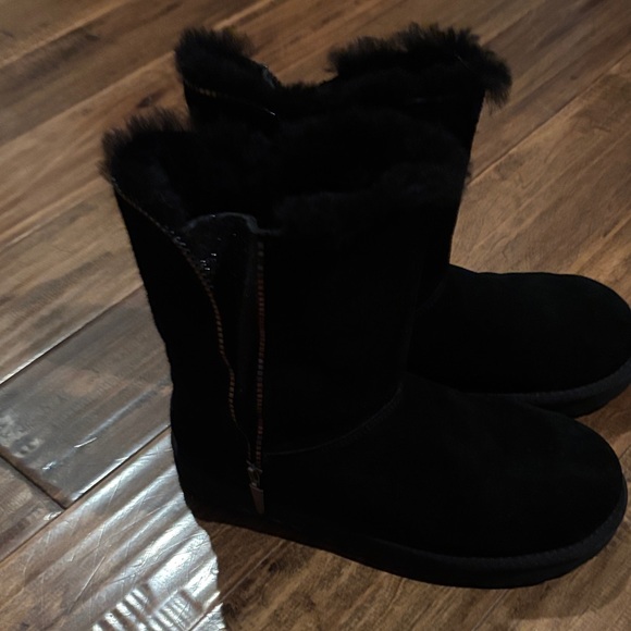 UGG Shoes - UGG Black Suede Fur Boots